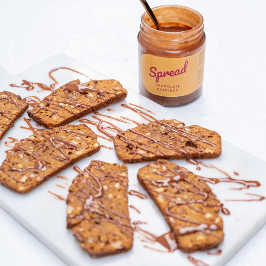 chocolate spread on quinoa biscotti